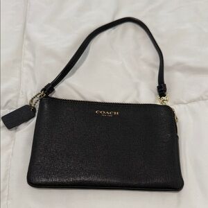 Coach Black Textured Leather Wristlet